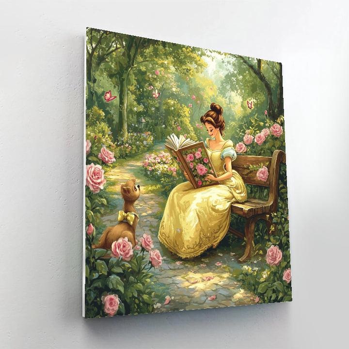 Belle Reading In Garden Disney Inspired Number painting