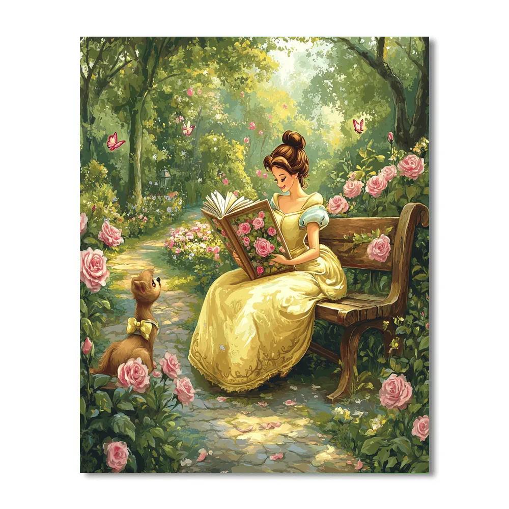 Belle Reading In Garden Disney Inspired Number painting