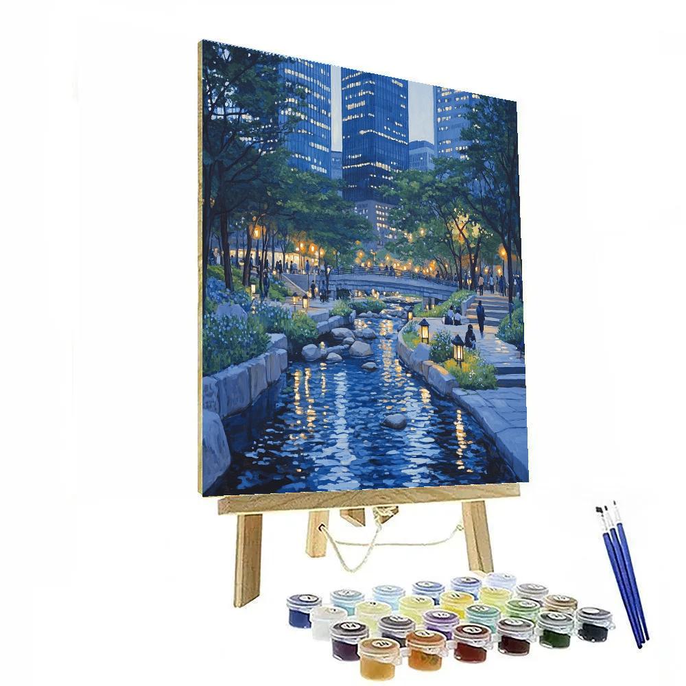 Seoul Cheonggyecheon Stream Night Walk Seoul South Korea Paint by numbers kits