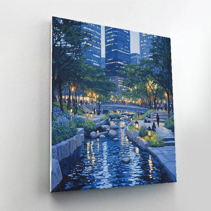 Seoul Cheonggyecheon Stream Night Walk Seoul South Korea Paint by numbers kits