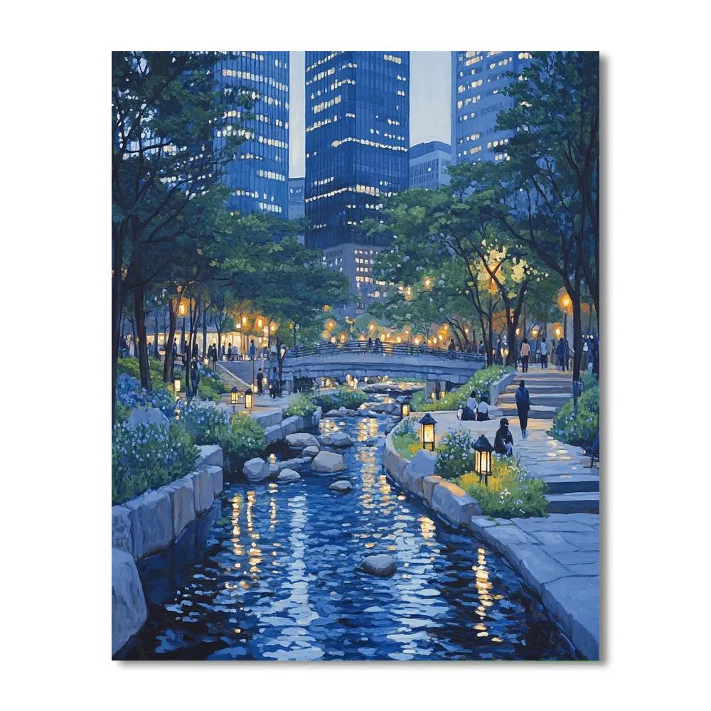 Seoul Cheonggyecheon Stream Night Walk Seoul South Korea Paint by numbers kits