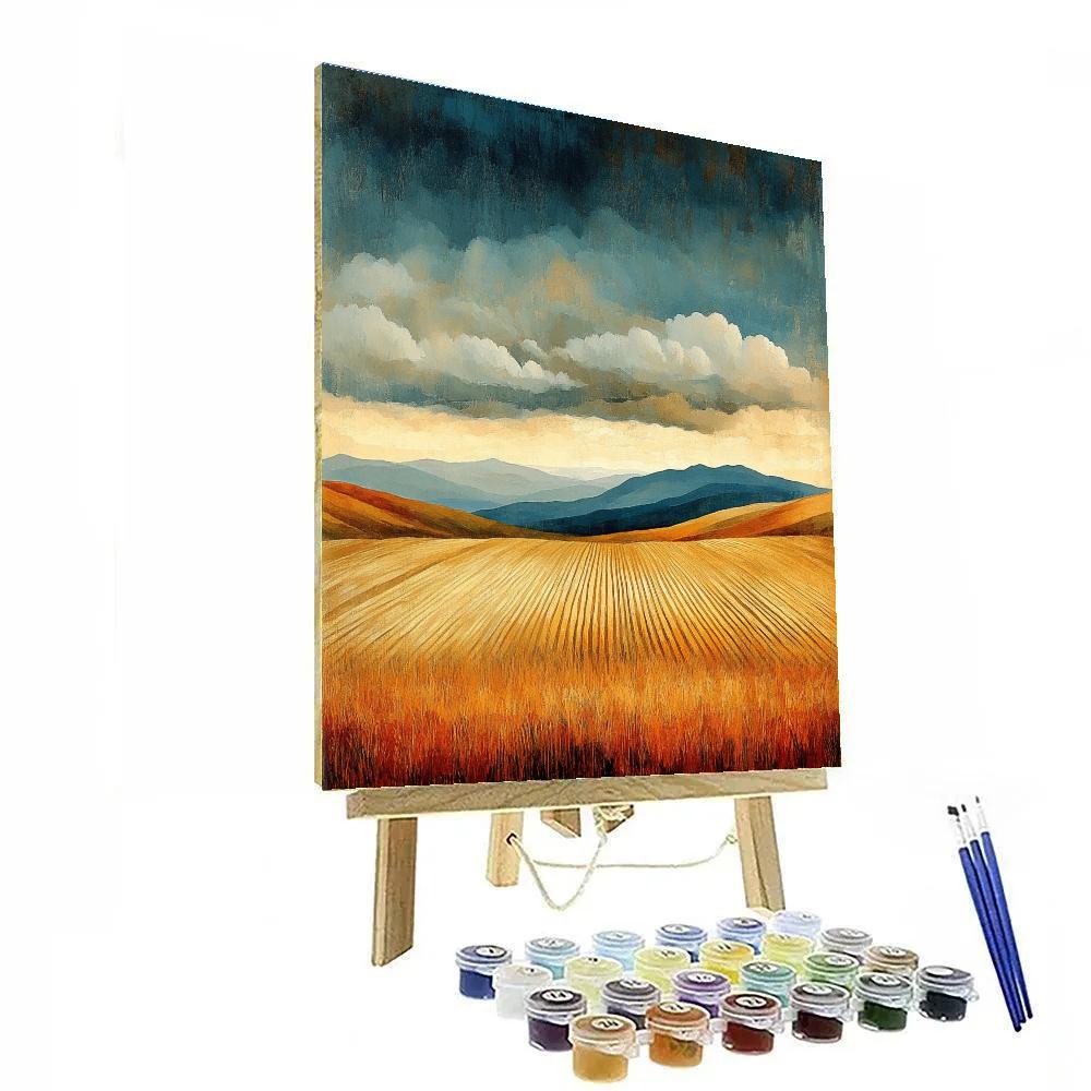 Hiroshige Inspired Distant Storm Beyond Autumn Fields Paint by numbers art