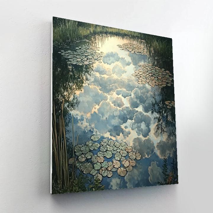 Claude Monet Inspired Reflected Clouds In Shallow Garden Pool painting number kit