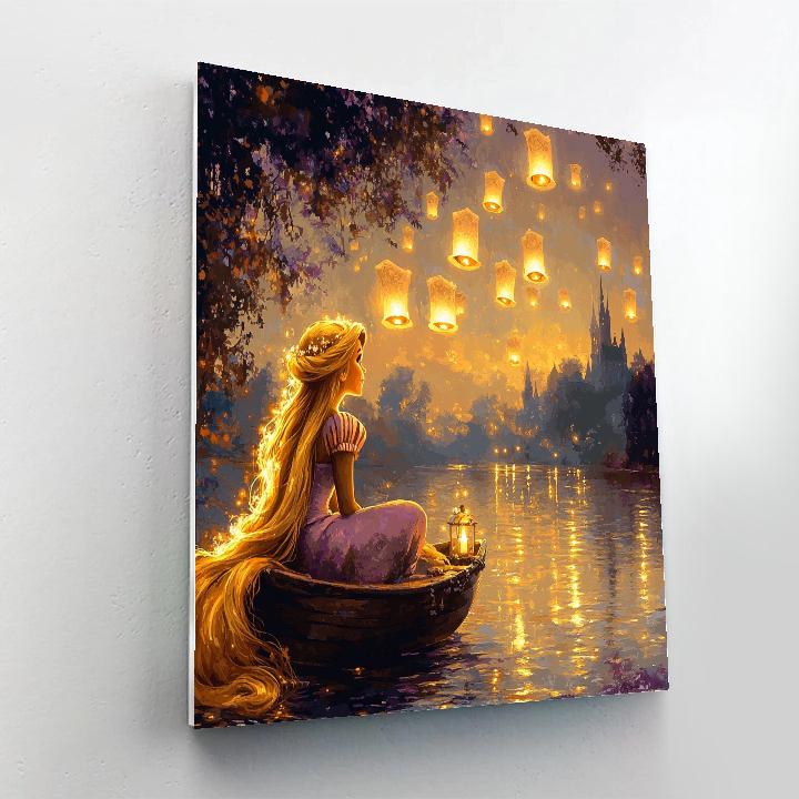 Rapunzel Lantern Evening Disney Inspired paint by color