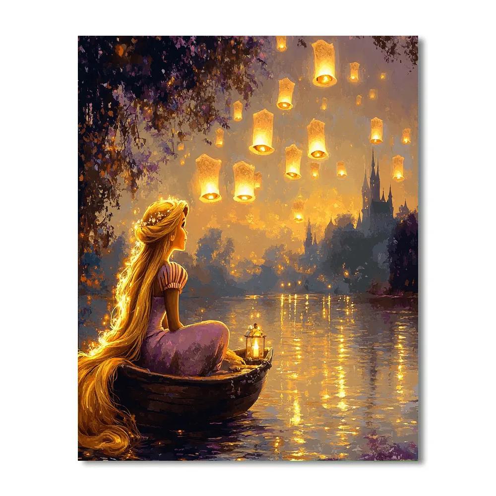 Rapunzel Lantern Evening Disney Inspired paint by color