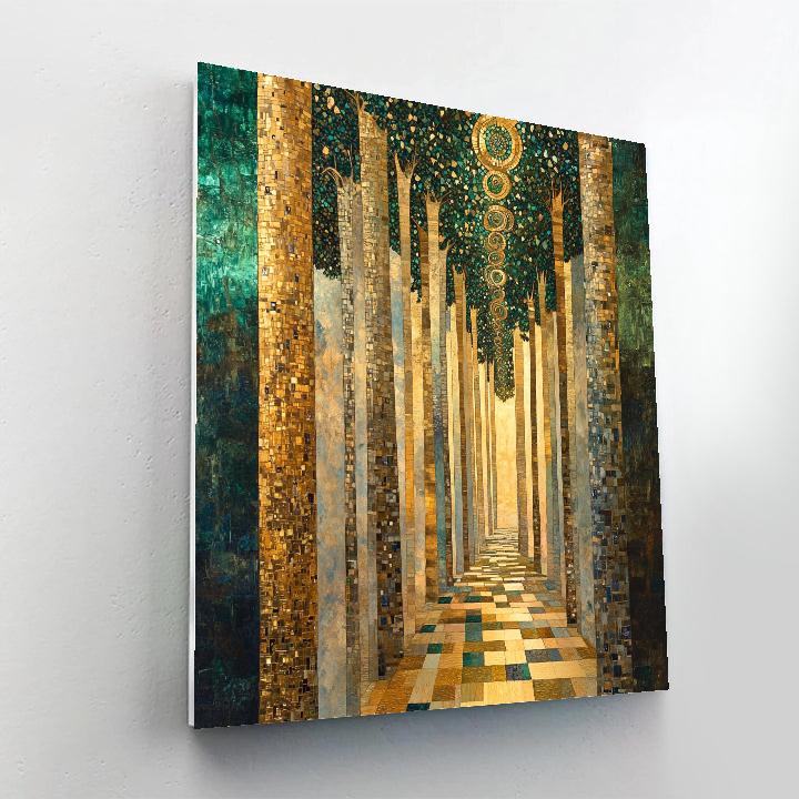 Gustav Klimt Inspired Golden Forest Canopy Tapestry painting number kit