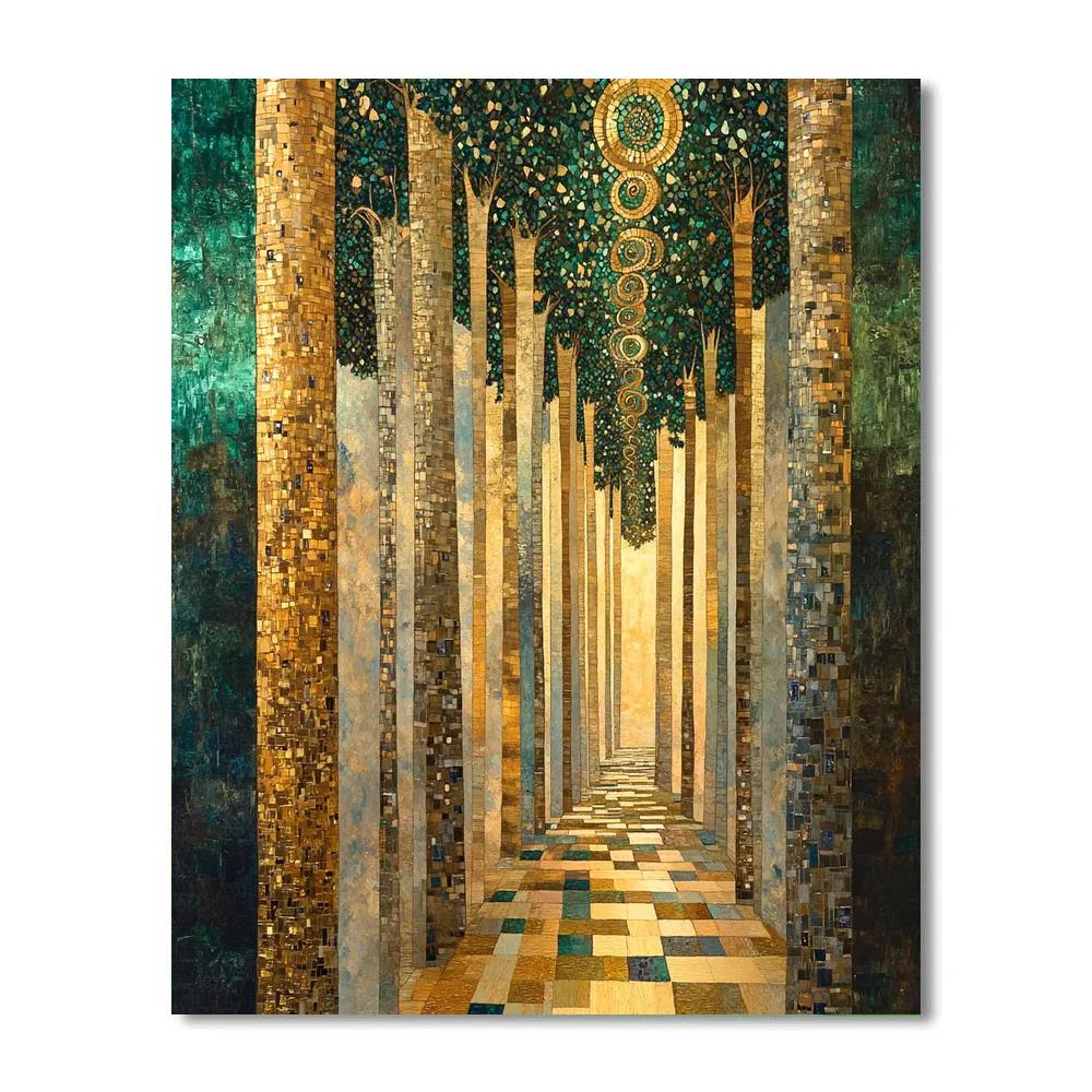 Gustav Klimt Inspired Golden Forest Canopy Tapestry painting number kit