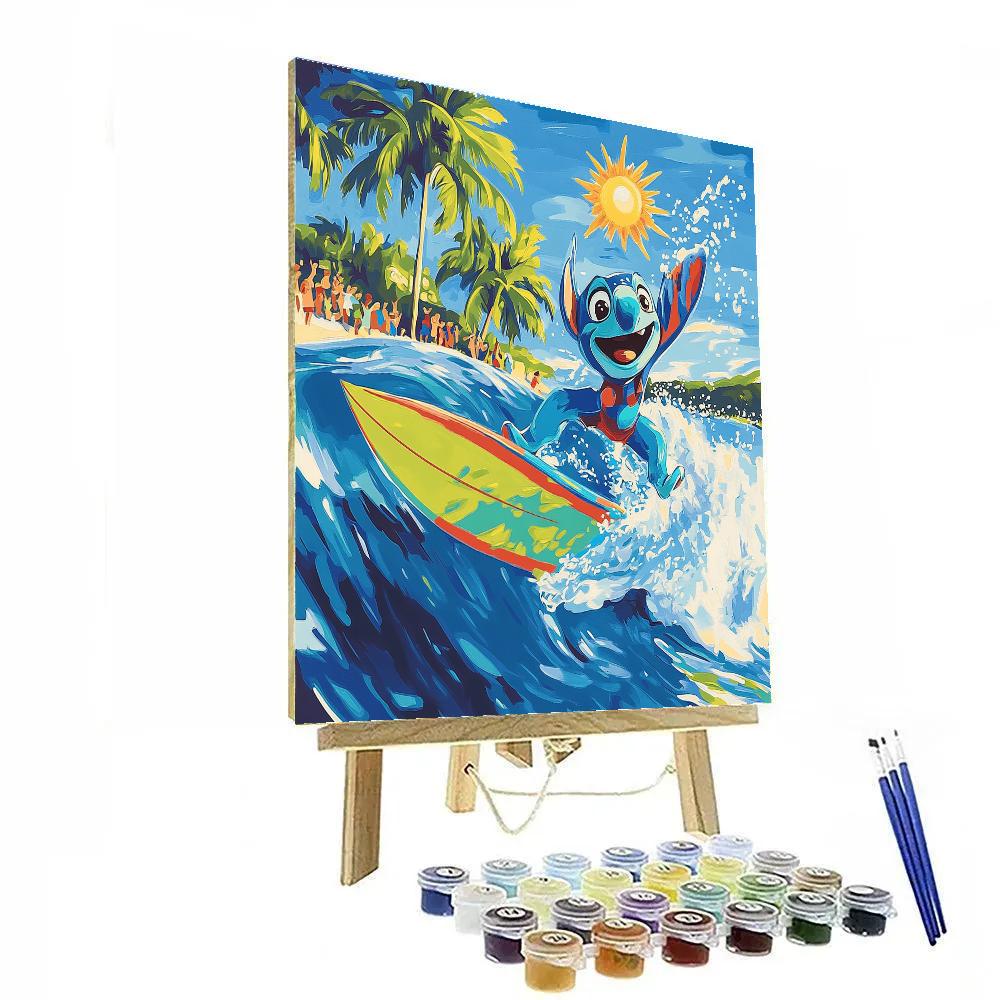 Stitch Surfing Adventure Disney Inspired Painting by numbers kit