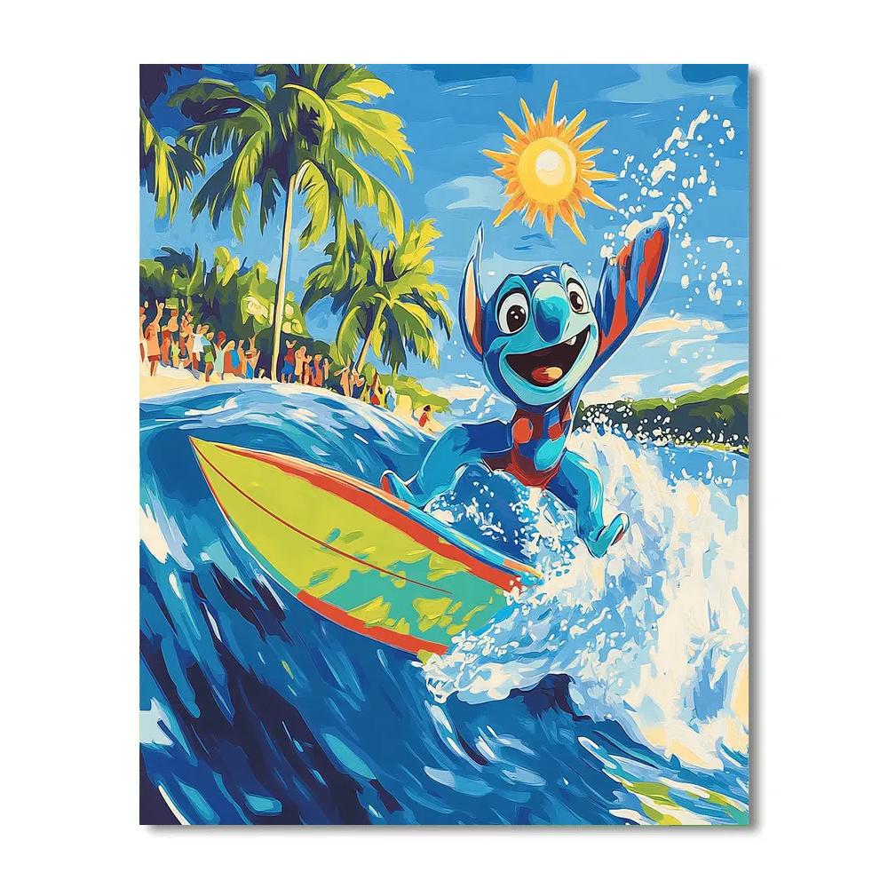 Stitch Surfing Adventure Disney Inspired Painting by numbers kit
