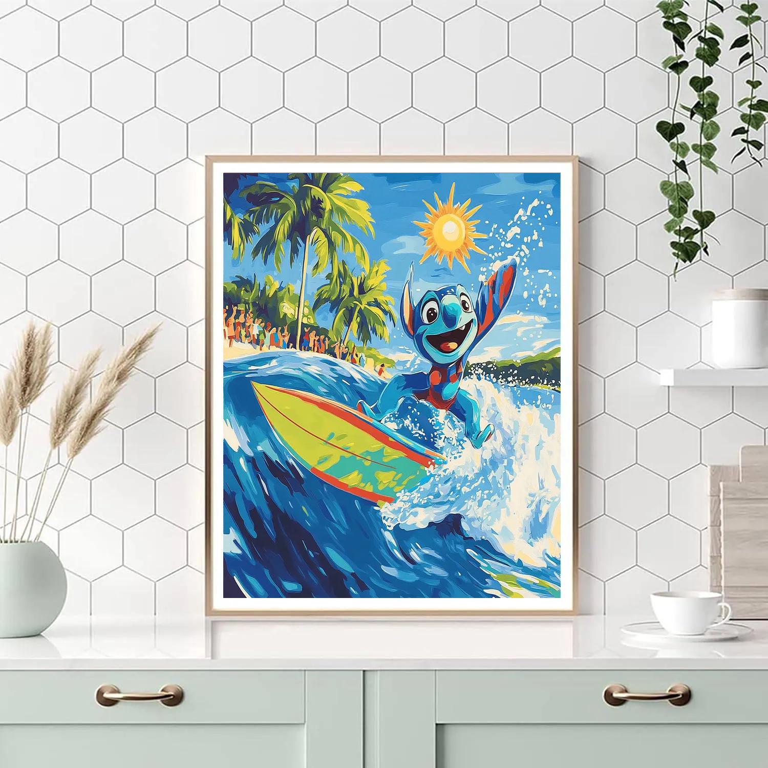 Stitch Surfing Adventure Disney Inspired Painting by numbers kit