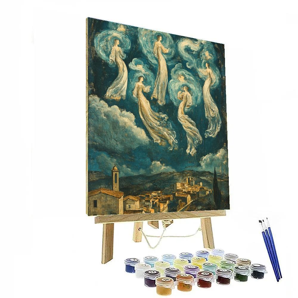 El Greco Inspired Stormy Saints Above City paint by color