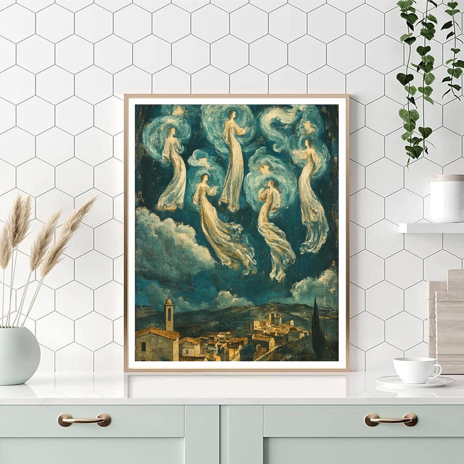 El Greco Inspired Stormy Saints Above City paint by color