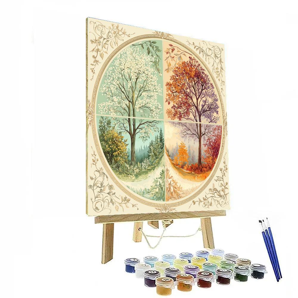 Alphonse Mucha Inspired Seasons Of The Whispering Forest Numbered painting kits