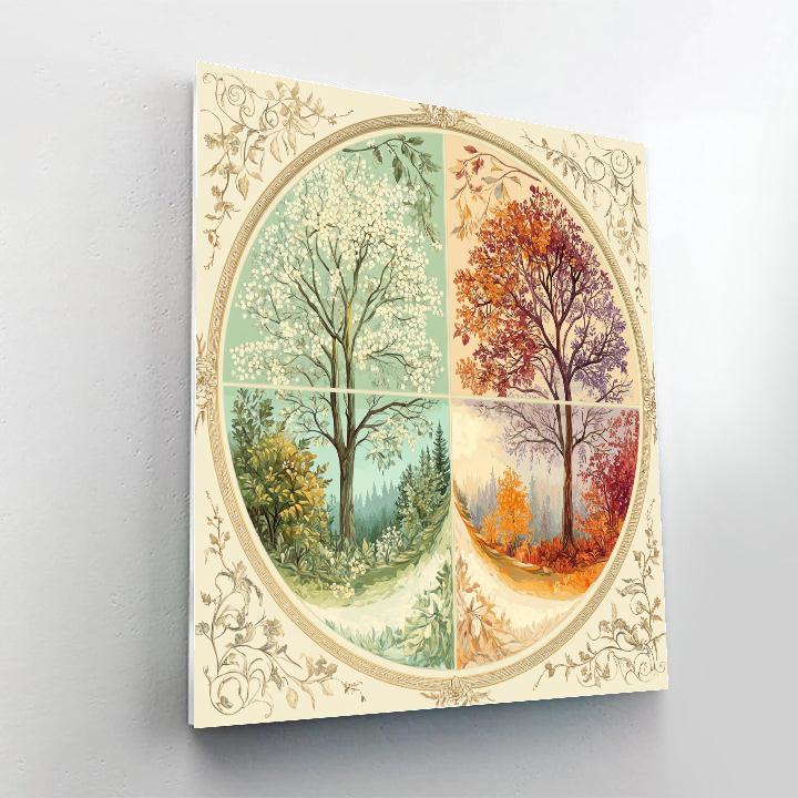 Alphonse Mucha Inspired Seasons Of The Whispering Forest Numbered painting kits
