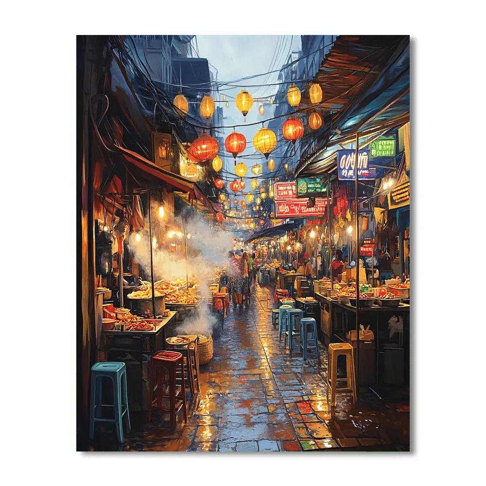 Night Market Alley Bangkok Thailand Number painting