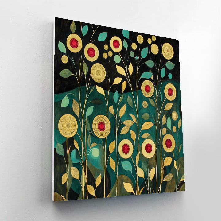 Gustav Klimt Inspired Ornamental Meadow Of Golden Blossoms Paint by numbers kits