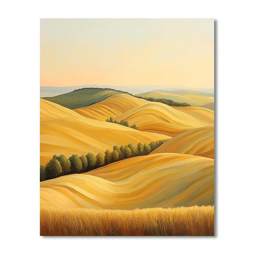 Claude Monet Inspired Golden Harvest Light Over Rolling Fields DIY paint by numbers