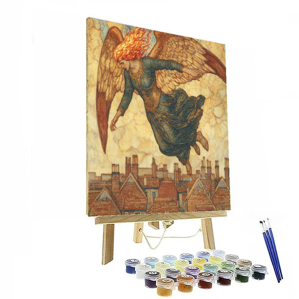 William Blake Inspired Angel Over City Rooftops DIY paint by numbers