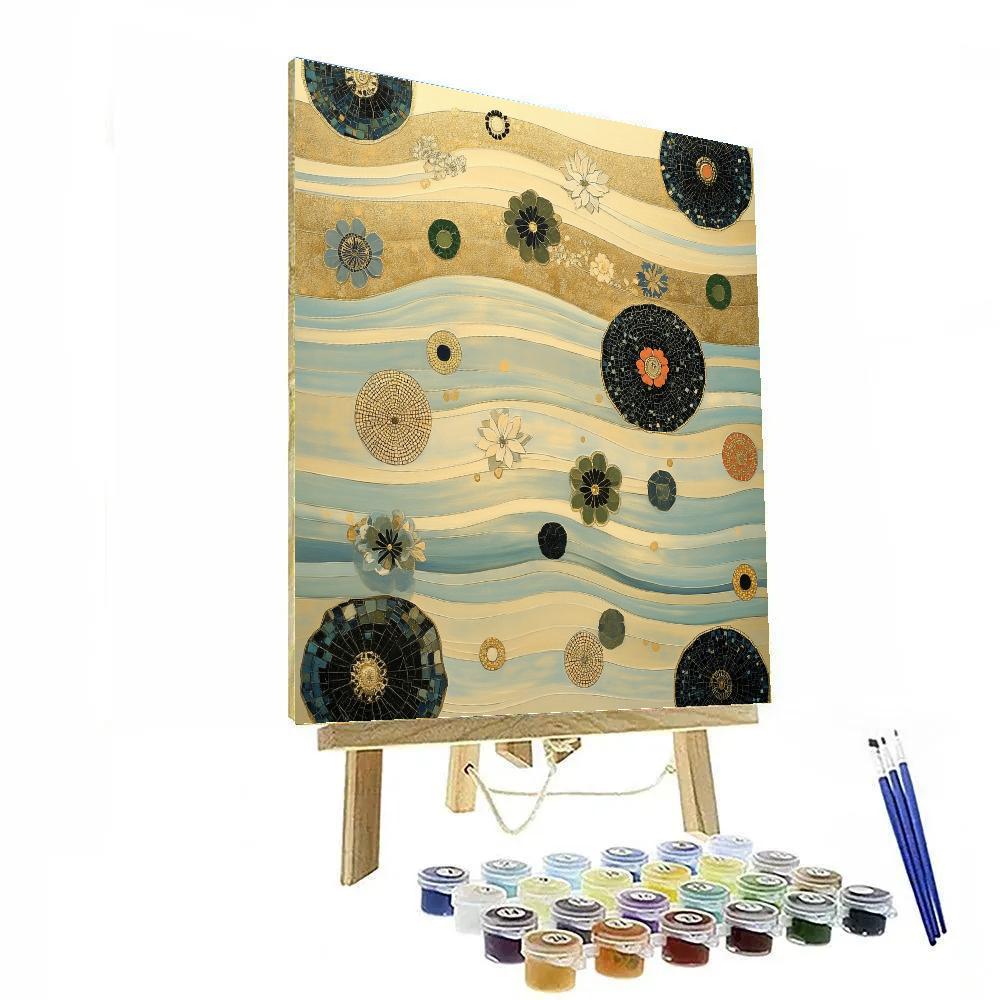 Gustav Klimt Inspired Abstract Golden River Surface Numbered painting kits