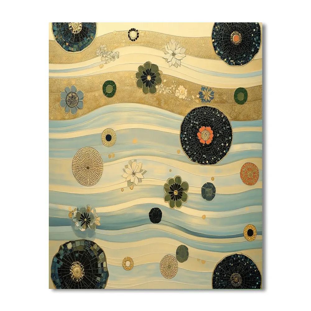 Gustav Klimt Inspired Abstract Golden River Surface Numbered painting kits
