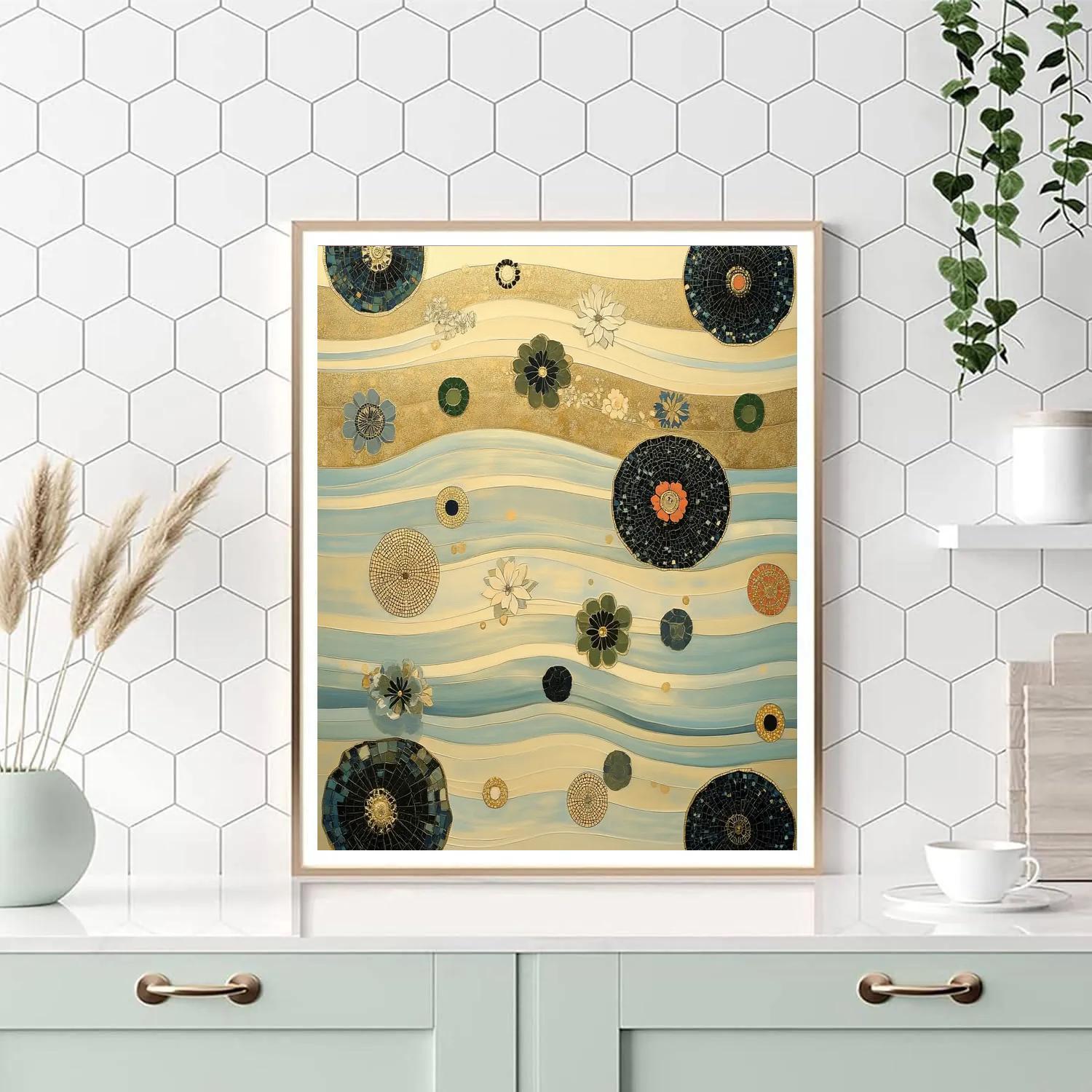 Gustav Klimt Inspired Abstract Golden River Surface Numbered painting kits