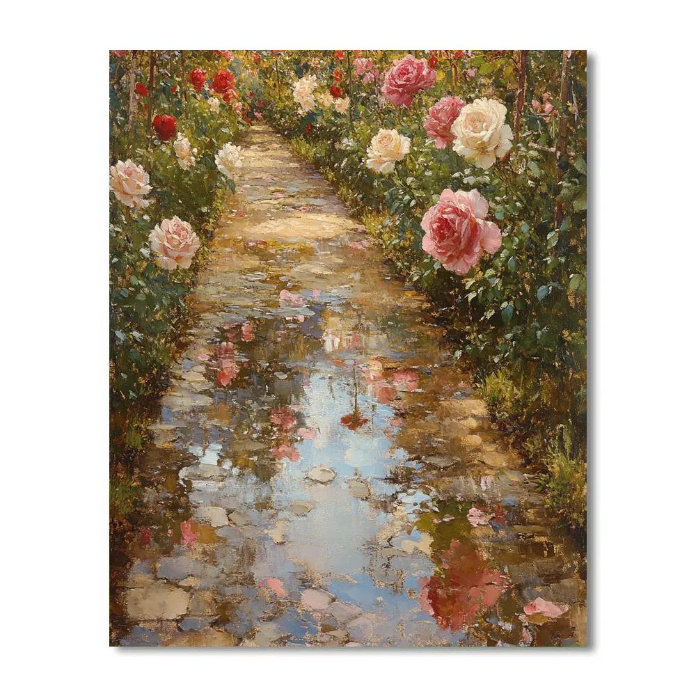 Claude Monet Inspired Rose Garden Reflections After Rain Number painting
