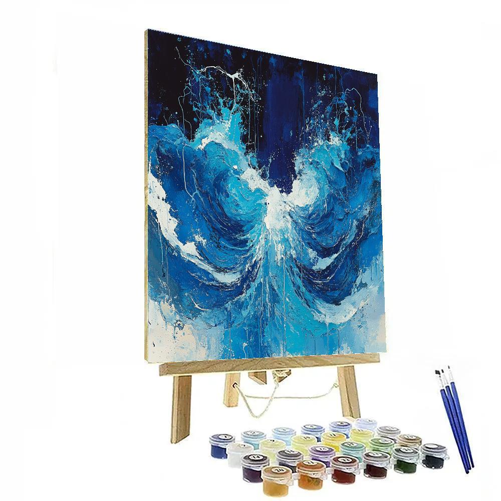 Jackson Pollock Inspired Tidal Surge Of Dripping Blues paint by color