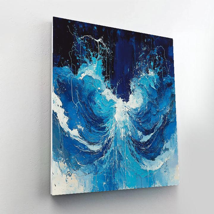 Jackson Pollock Inspired Tidal Surge Of Dripping Blues paint by color