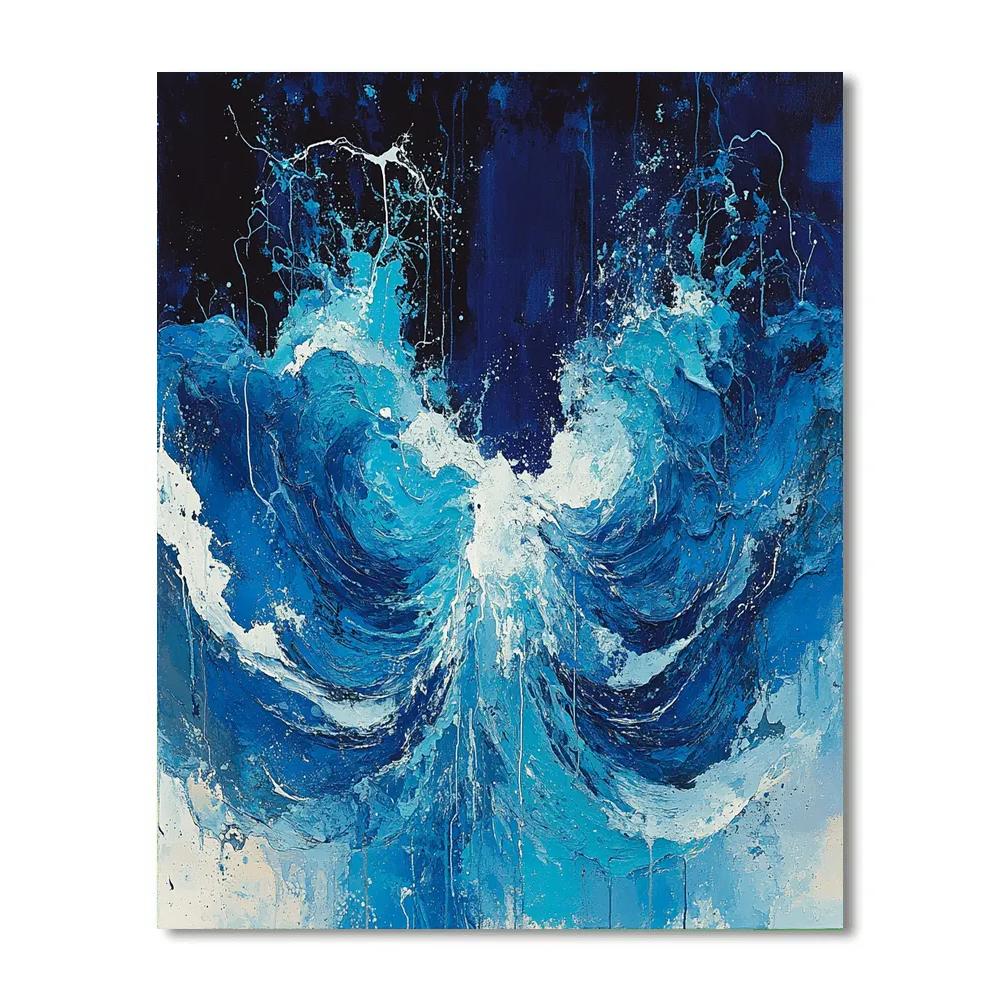 Jackson Pollock Inspired Tidal Surge Of Dripping Blues paint by color