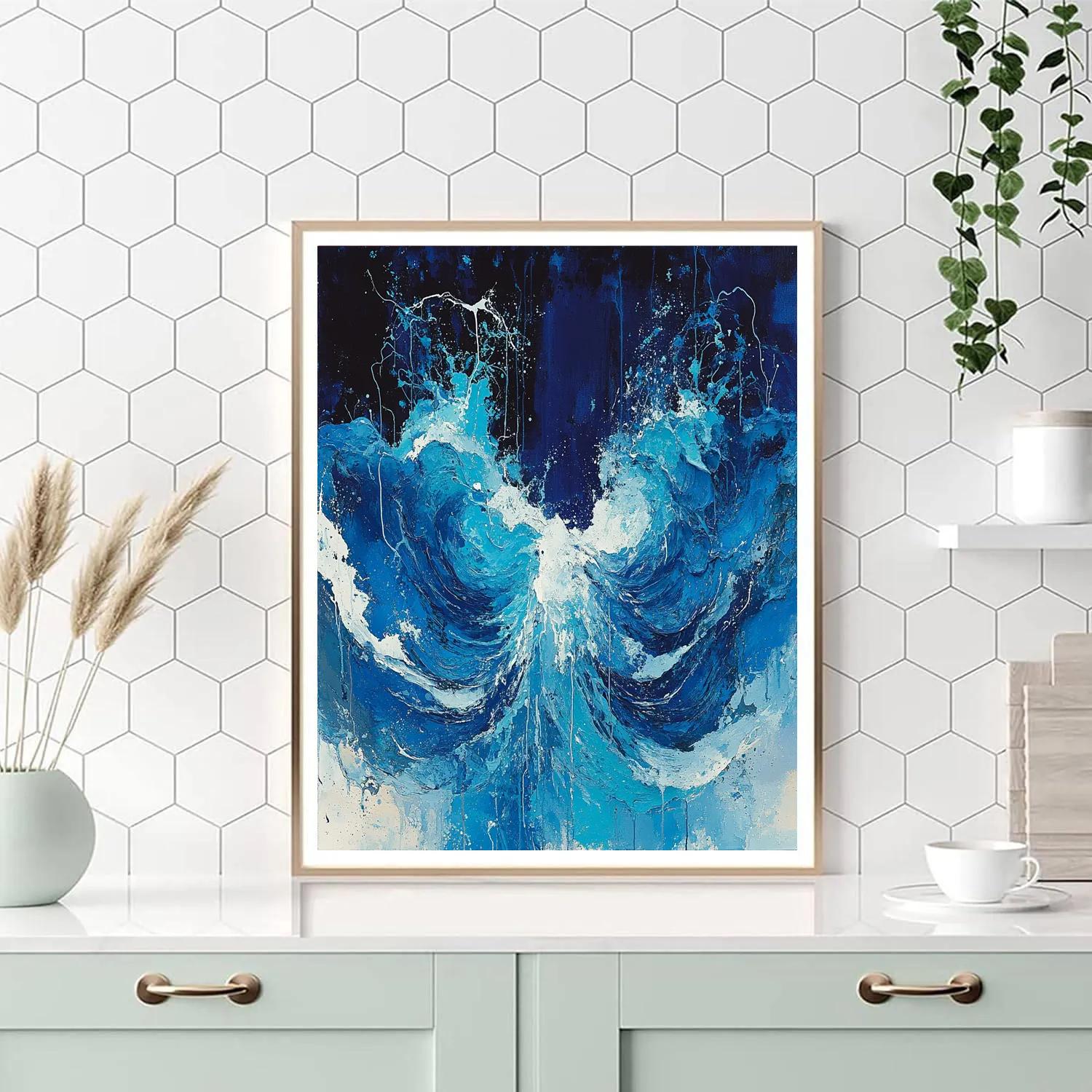 Jackson Pollock Inspired Tidal Surge Of Dripping Blues paint by color