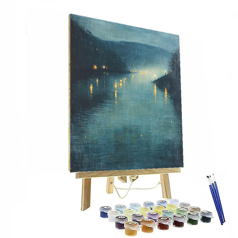 Whistler Inspired Nocturne River Lights paint by number