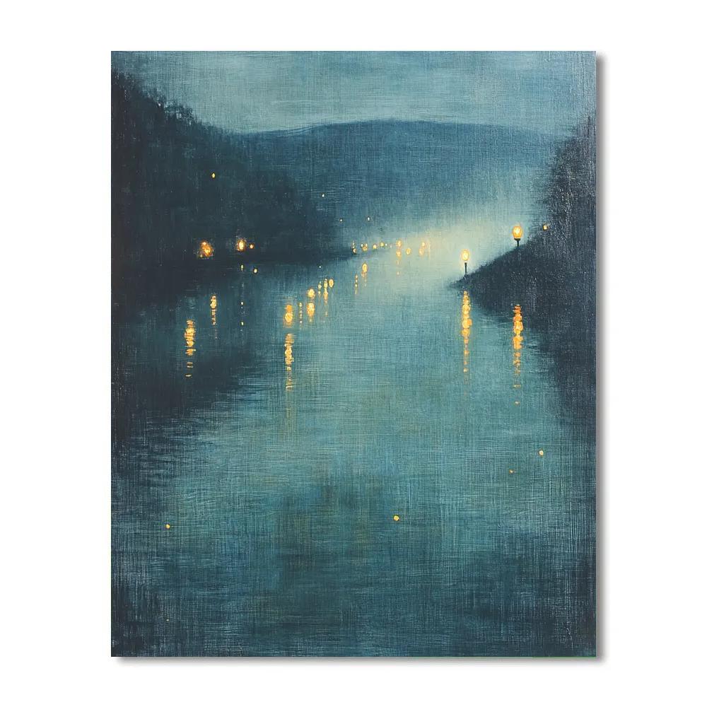 Whistler Inspired Nocturne River Lights paint by number