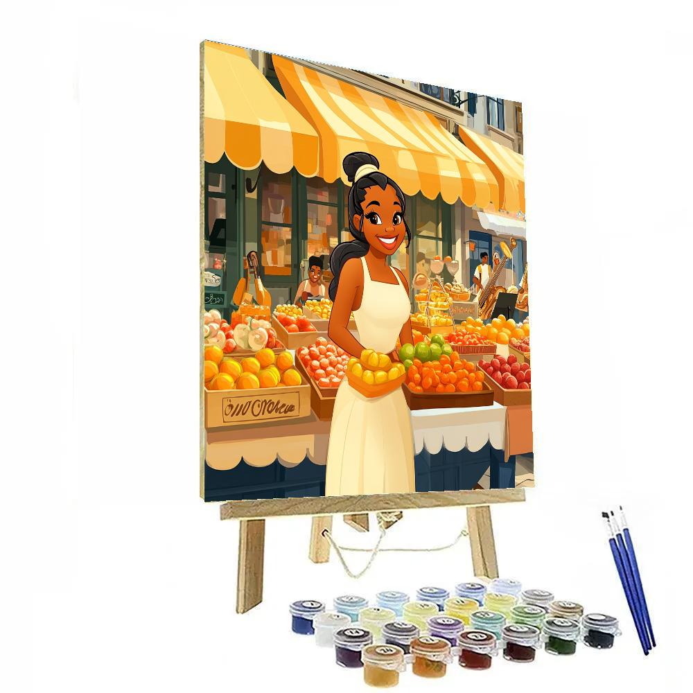 Tiana Market Morning Disney Inspired paint by number