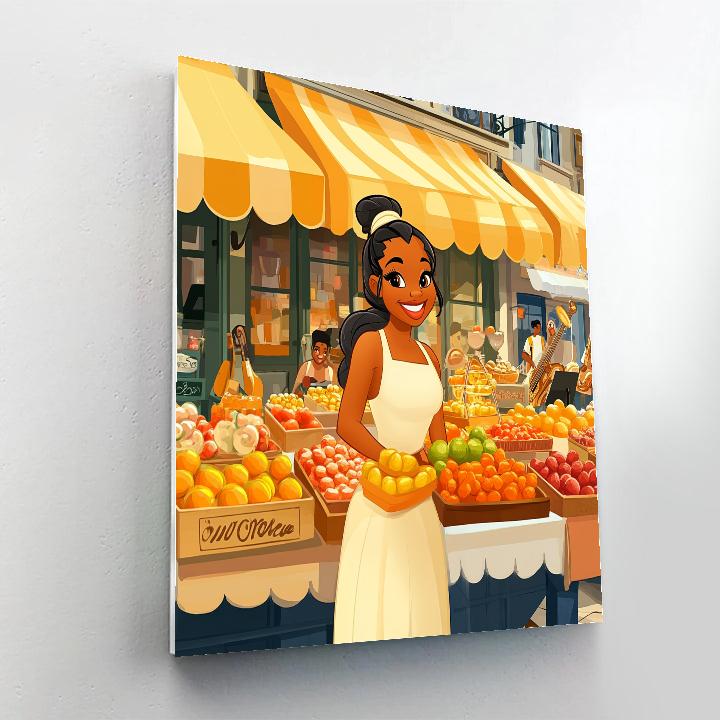 Tiana Market Morning Disney Inspired paint by number