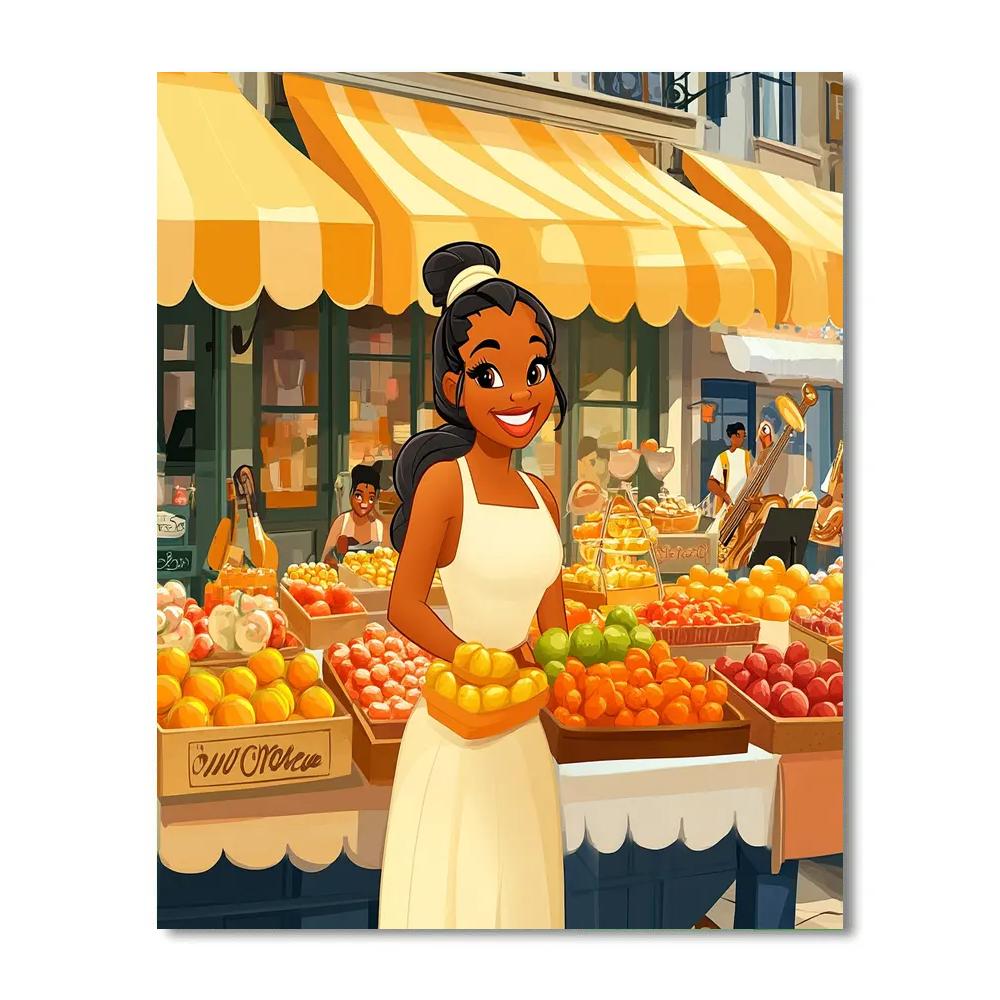 Tiana Market Morning Disney Inspired paint by number