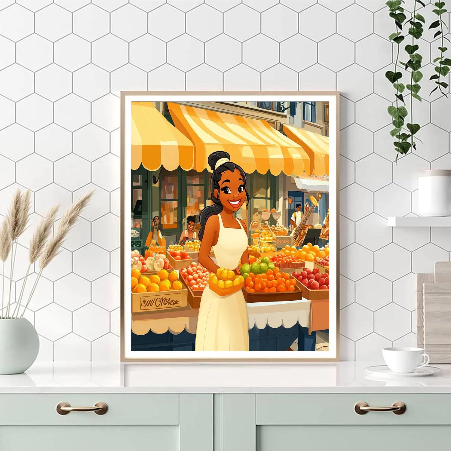 Tiana Market Morning Disney Inspired paint by number