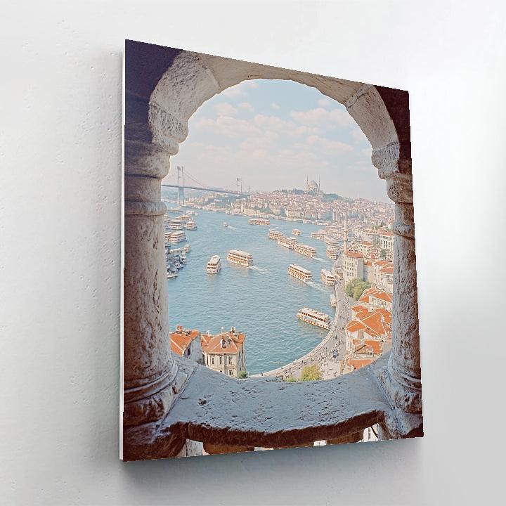 Skyline And Bosphorus From Galata Tower Istanbul Turkiye paint by color