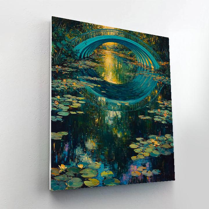Claude Monet Inspired Evening Reflections Beneath Giverny Inspired Bridge paint by color