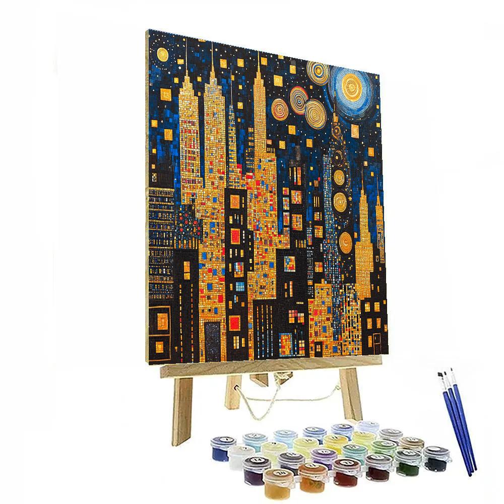 Klimt Inspired Golden City Skyline Paint by numbers art
