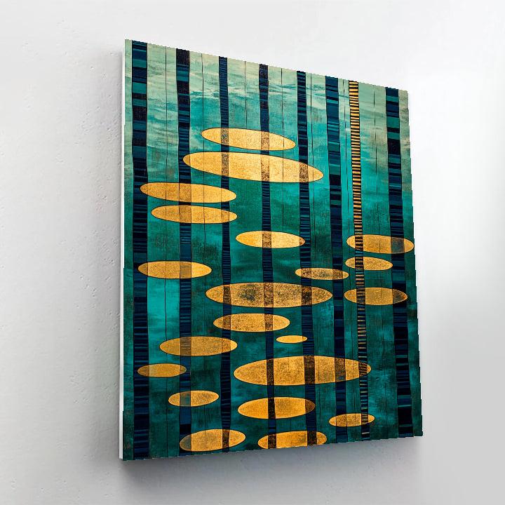 Gustav Klimt Inspired Emerald Lake With Golden Ripples DIY paint by numbers