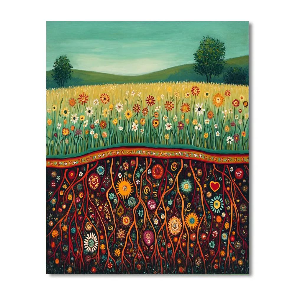 Frida Kahlo Inspired Luminous Roots Of Memory paint by number
