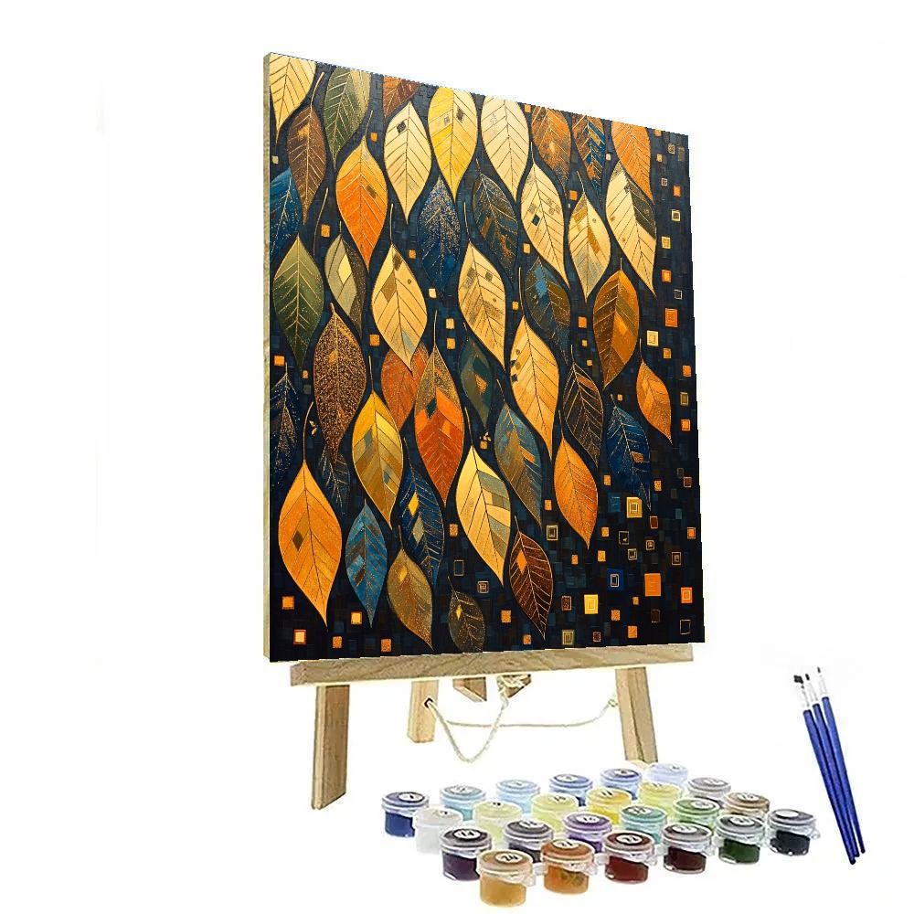 Gustav Klimt Inspired Mosaic Autumn Leaf Cascade painting number kit