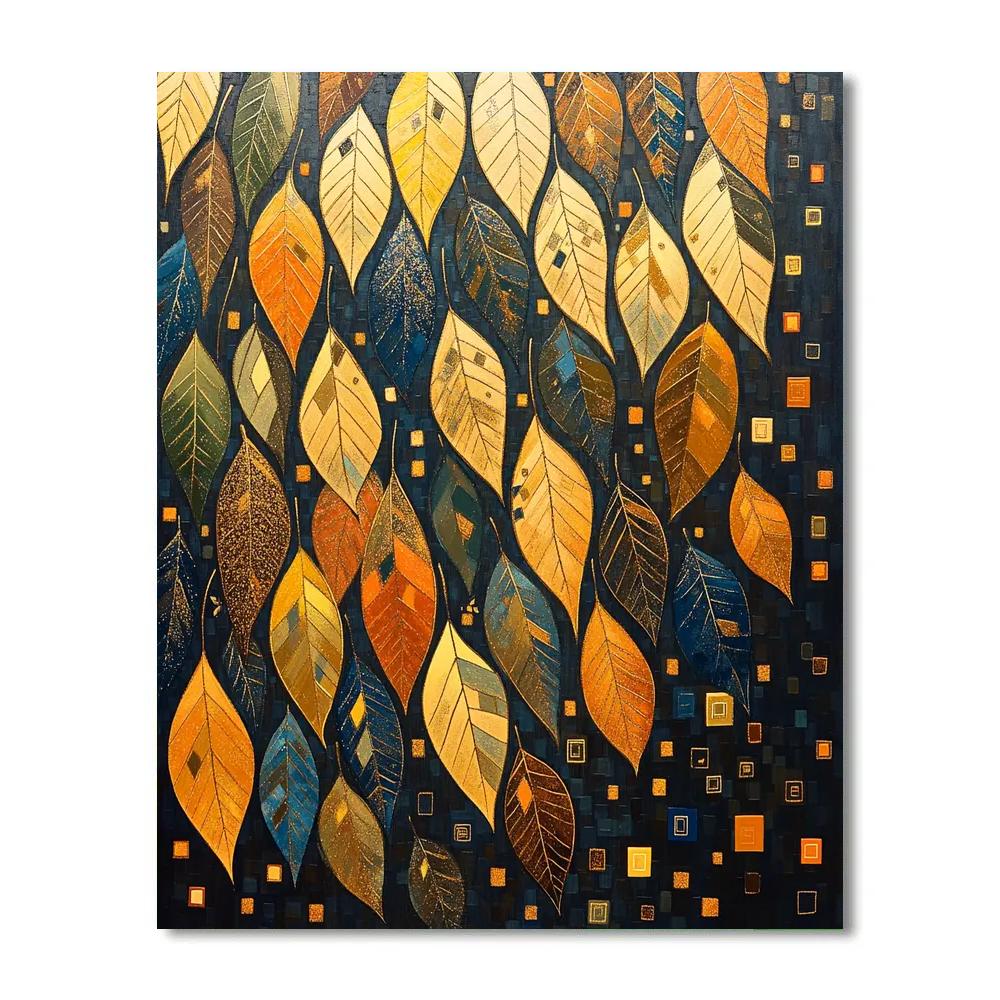 Gustav Klimt Inspired Mosaic Autumn Leaf Cascade painting number kit