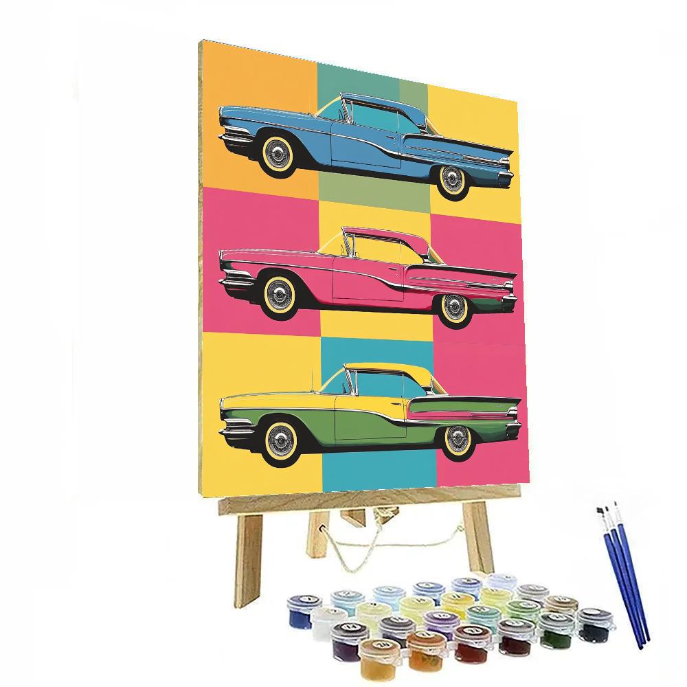 Andy Warhol Inspired Vintage Car Grid paint by color
