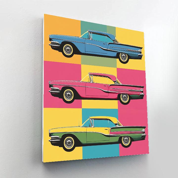 Andy Warhol Inspired Vintage Car Grid paint by color