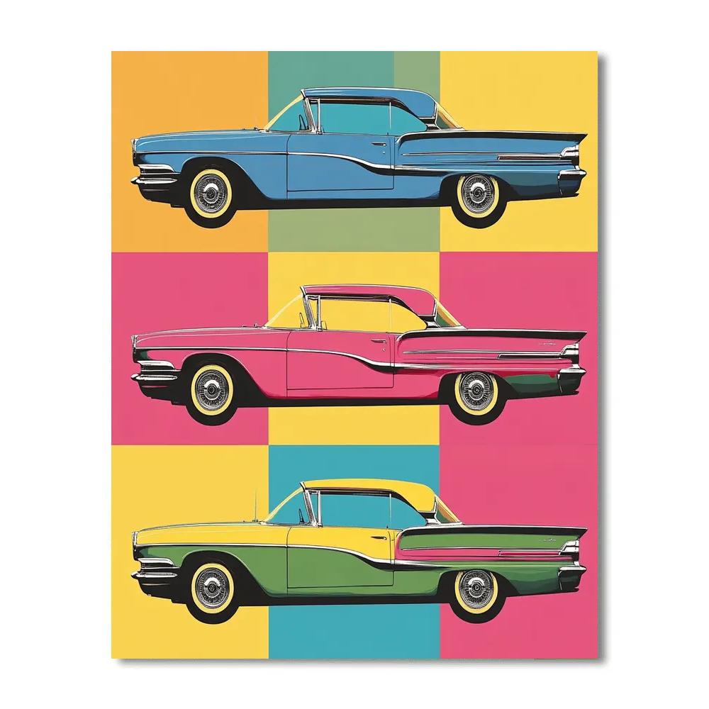 Andy Warhol Inspired Vintage Car Grid paint by color