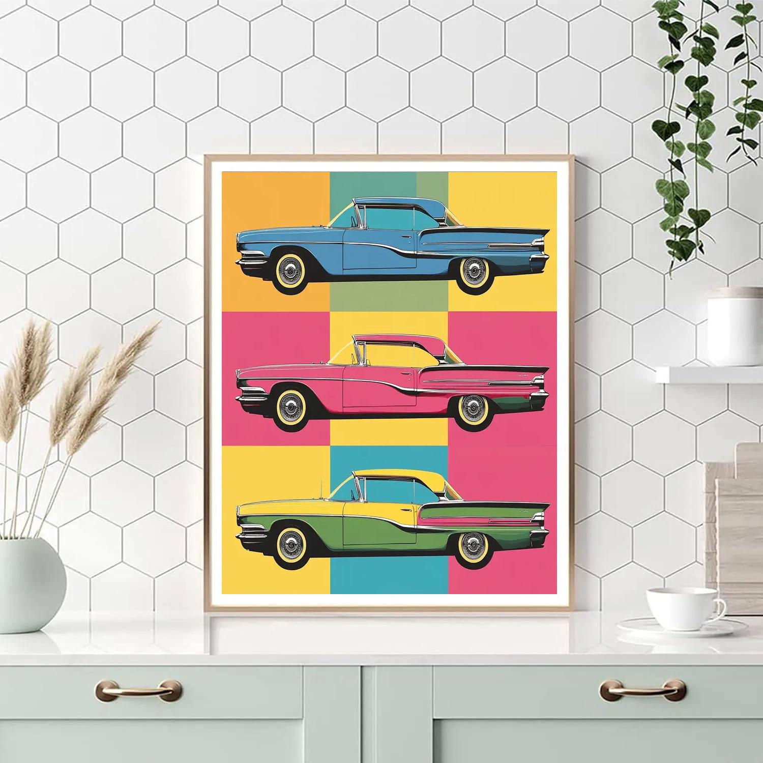 Andy Warhol Inspired Vintage Car Grid paint by color