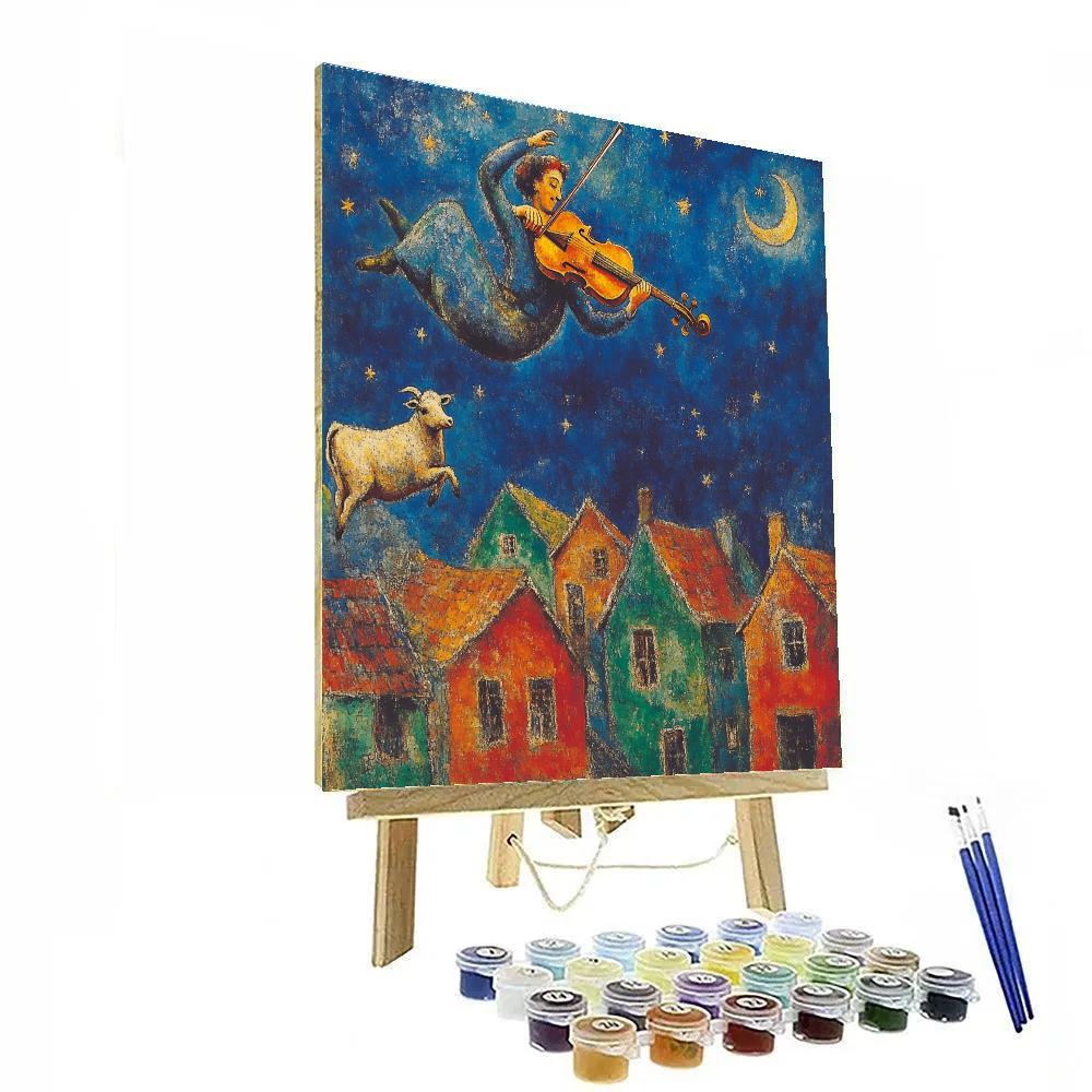 Marc Chagall Inspired Fiddler Over Rooftops paint by number