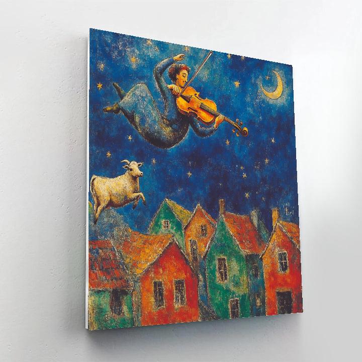 Marc Chagall Inspired Fiddler Over Rooftops paint by number