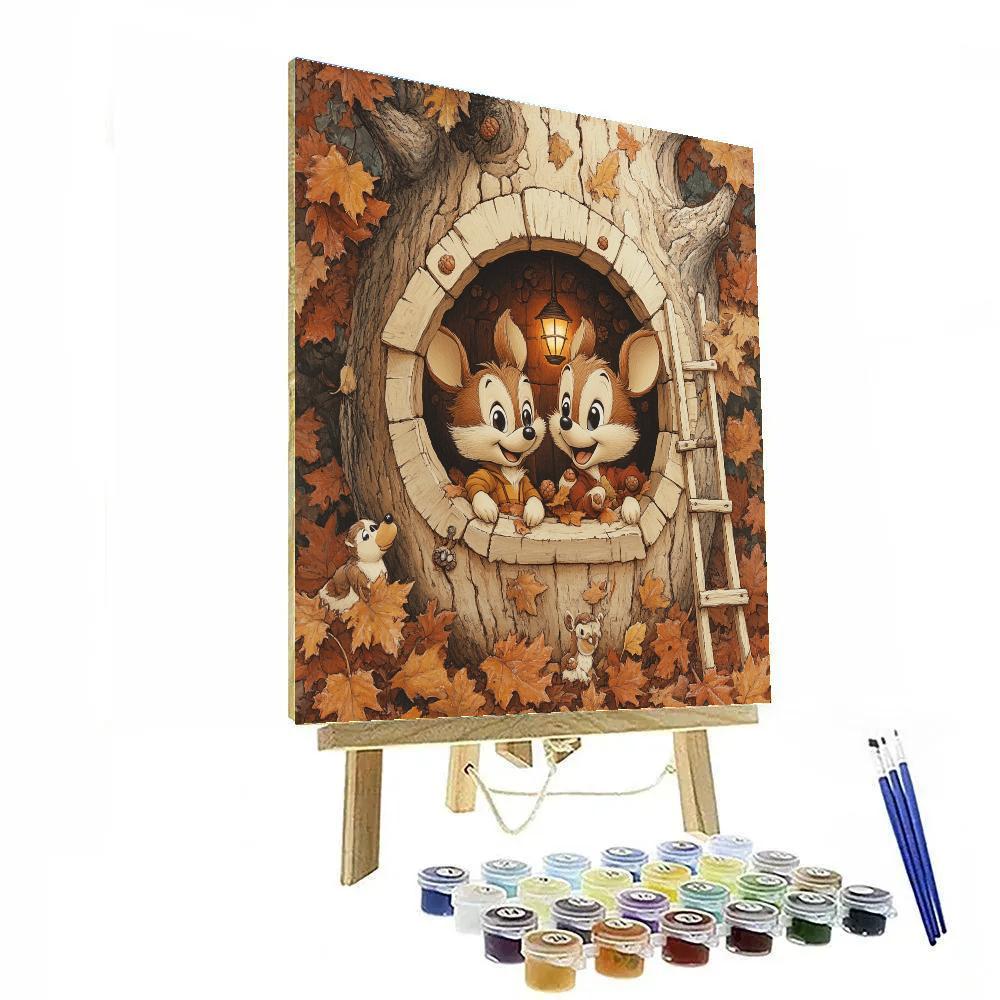 Chip And Dale Treehouse Mischief Disney Inspired paint by color